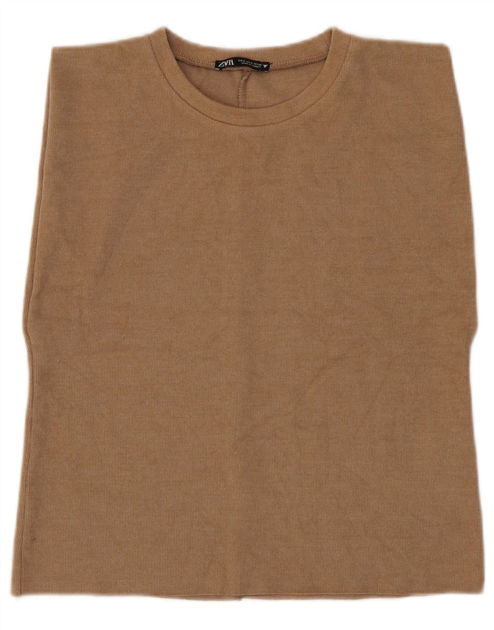 Zara Damevest Top UK 10 Lille Brun Bomuld