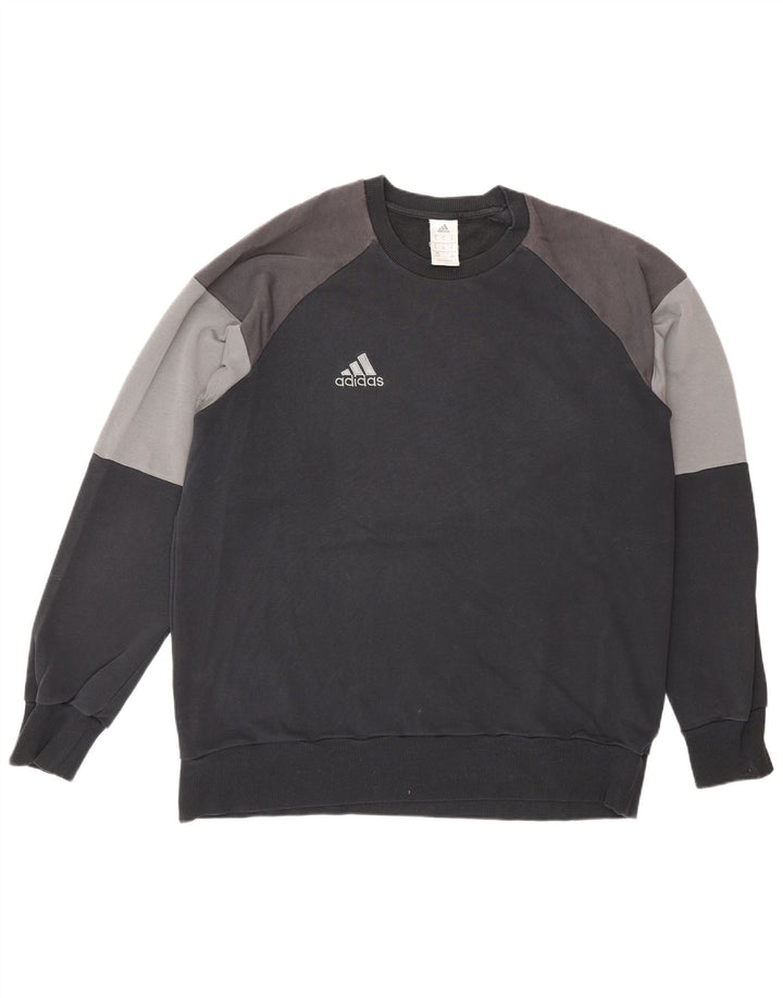 ADIDAS Sweatshirt Jumper til mænd XL Sort Colourblock Bomuld