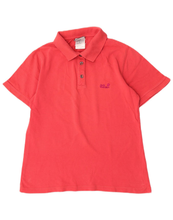 Jack Wolfskin Dame Polo Shirt UK 10 Small Pink Bomuld