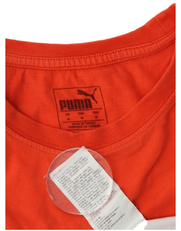 PUMA Herre T-Shirt Top Medium Hvid Colourblock Bomuld