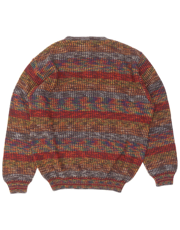 George Herre V-hals sweater IT 50 Medium Flerfarvet stribet uld
