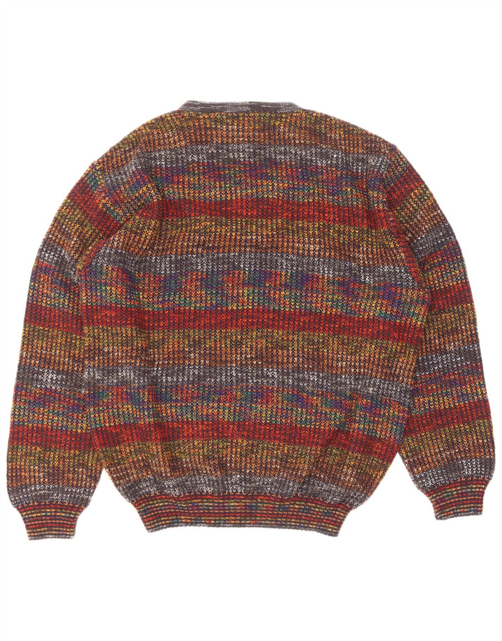 George Herre V-hals sweater IT 50 Medium Flerfarvet stribet uld