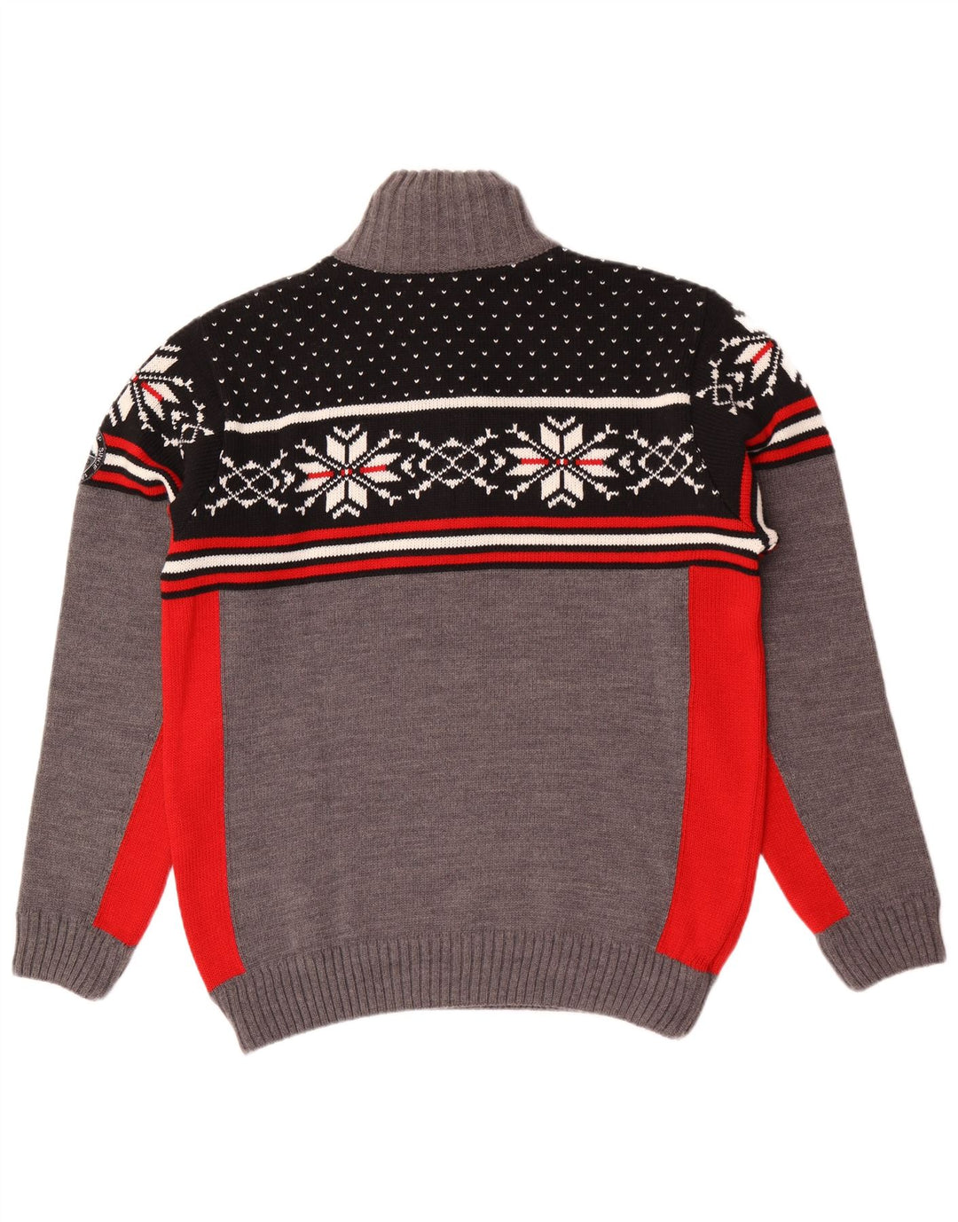 CMP Herre Zip Neck Jumper Sweater Large Grey Fair Isle Akryl