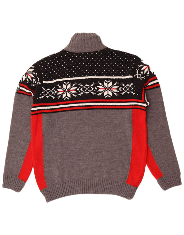 CMP Herre Zip Neck Jumper Sweater Large Grey Fair Isle Akryl