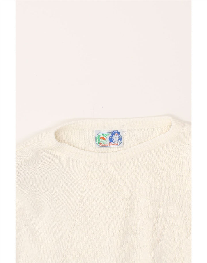 VINTAGE Womens Oversized Boat Neck Jumper Sweater EU 40 Medium White Vintage Vintage and Second-Hand Vintage from Messina Hembry 