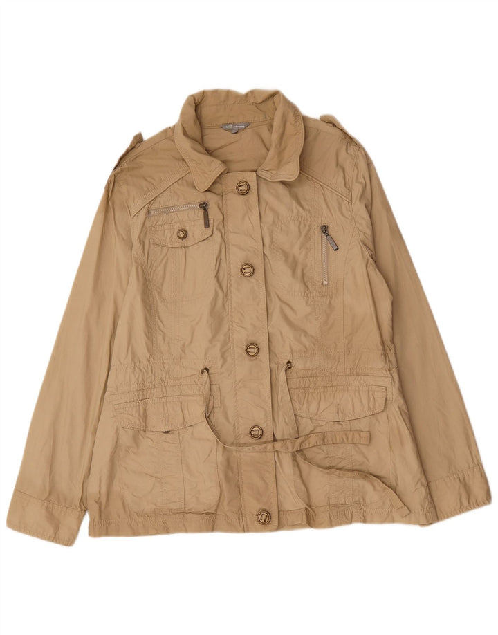 Marks & Spencer Dame Military Utility Jacket UK 16 Stor Beige Bomuld