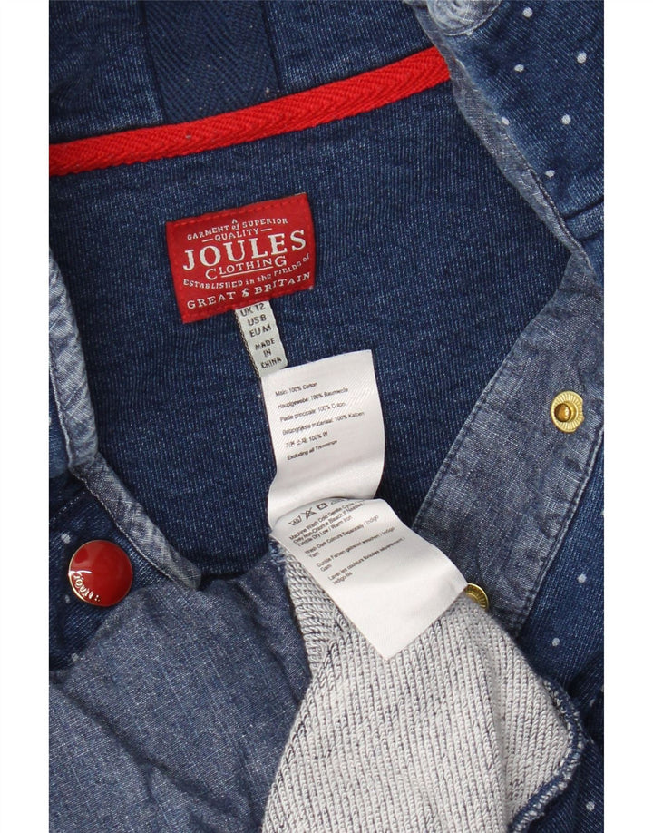 Joules Dame Button Neck Sweatshirt Jumper UK 12 Medium Blue Polka Dot