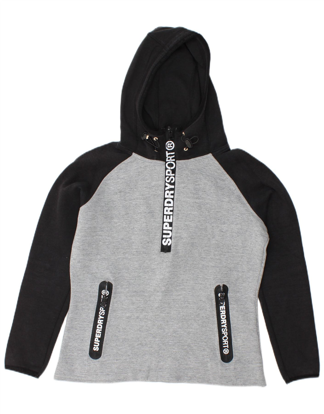 SUPERDRY Grafisk hættetrøje til kvinder UK 14 Medium Grey Colourblock