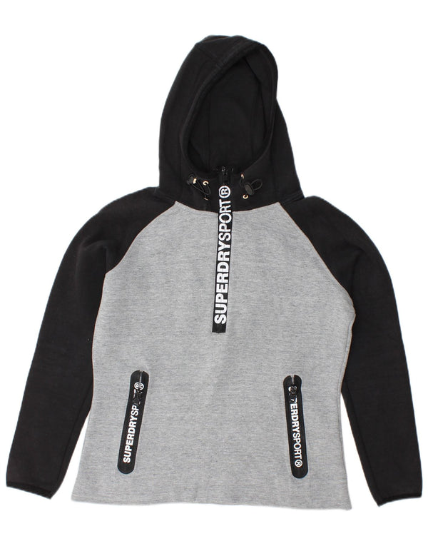 SUPERDRY Grafisk hættetrøje til kvinder UK 14 Medium Grey Colourblock