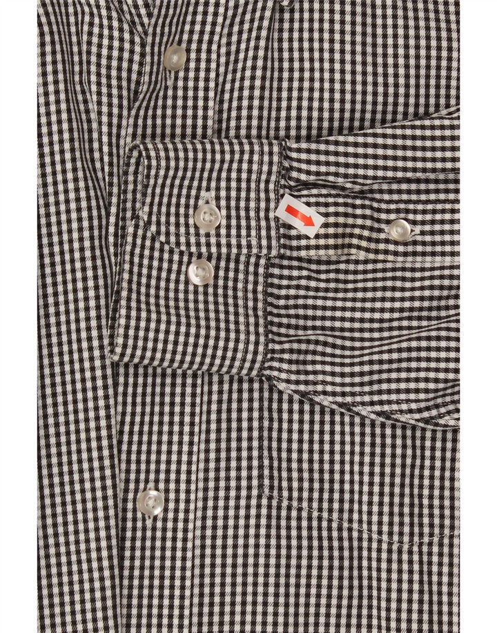 TOMMY HILFIGER Mens Shirt Size 14 1/2 15 Small Black Houndstooth Cotton Vintage Tommy Hilfiger and Second-Hand Tommy Hilfiger from Messina Hembry 