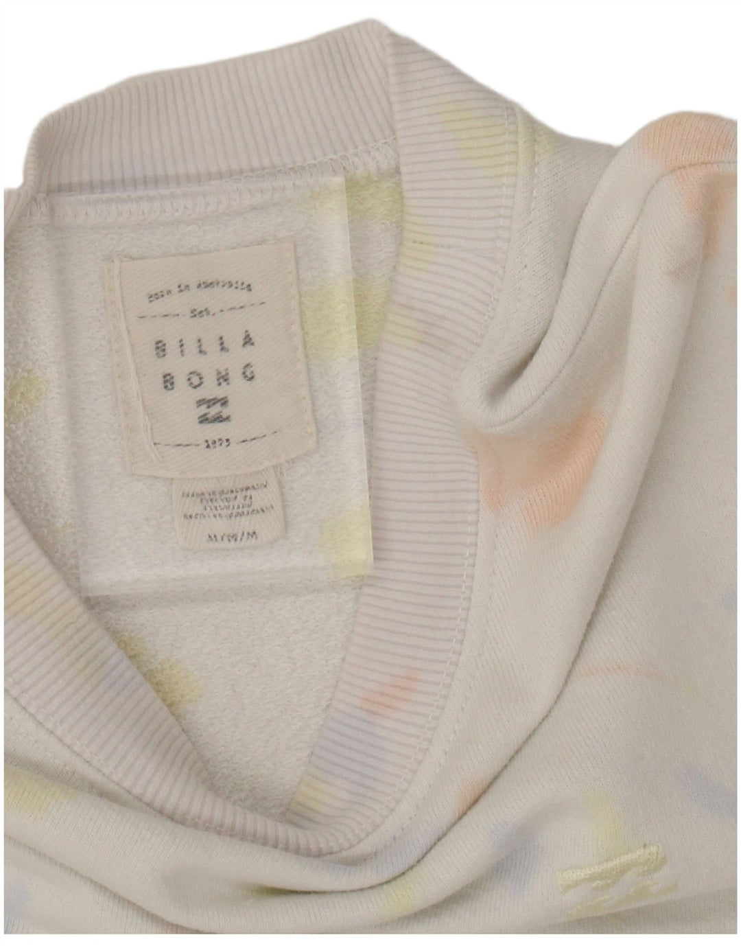 BILLABONG Womens Oversized Sweatshirt Jumper UK 14 Medium White Tie Dye