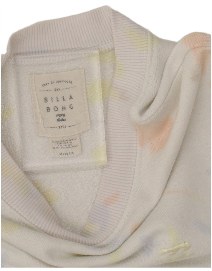 BILLABONG Womens Oversized Sweatshirt Jumper UK 14 Medium White Tie Dye