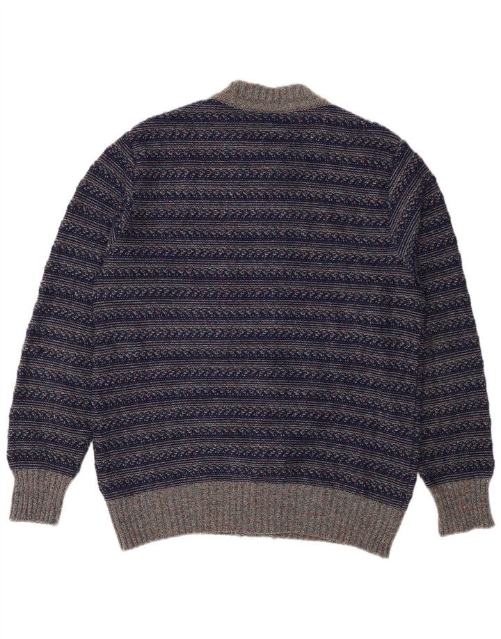 Vintage herre cardigan sweater Medium marineblå stribet