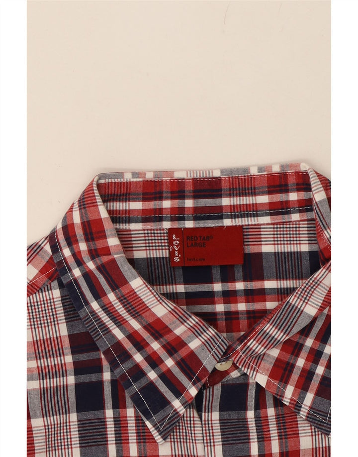 LEVI'S Mens Shirt Large Navy Blue Check Cotton Vintage Levi's and Second-Hand Levi's from Messina Hembry 
