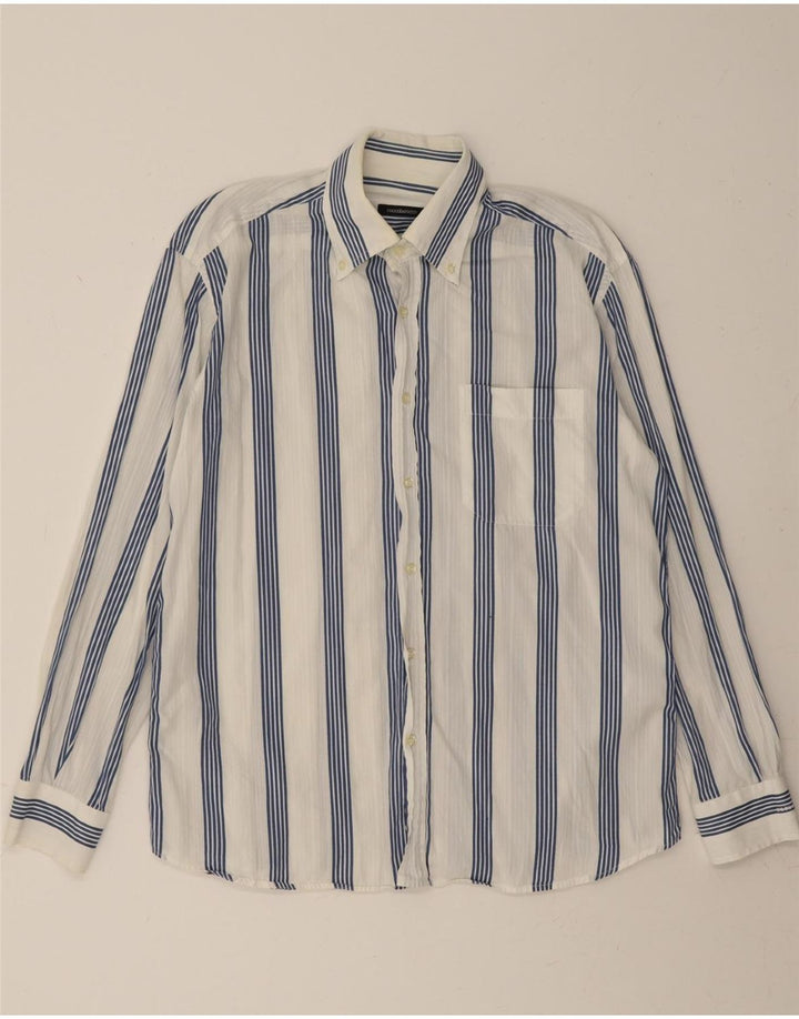 ROCCOBAROCCO Mens Shirt Size 15 1/2 39 Medium White Striped Vintage Roccobarocco and Second-Hand Roccobarocco from Messina Hembry 