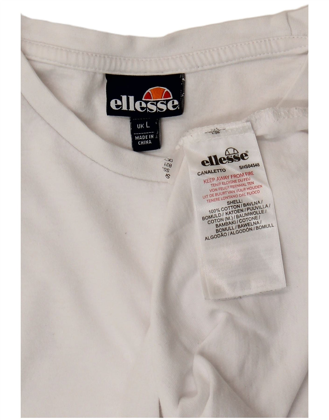 Ellesse Herre T-Shirt Top Stor Hvid Bomuld