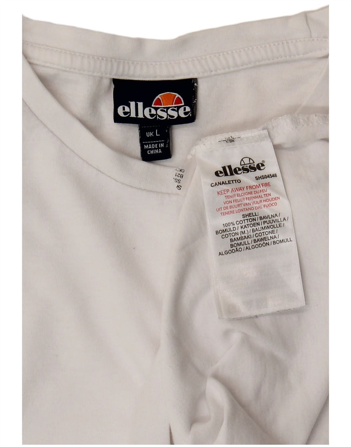 Ellesse Herre T-Shirt Top Stor Hvid Bomuld