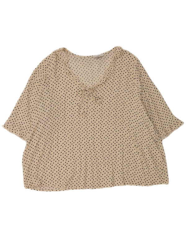Marks & Spencer Dame Flæse foran bluse Top UK 18 XL Off White Polka Dot