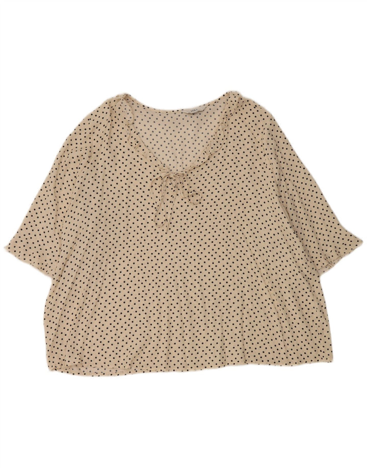 Marks & Spencer Dame Flæse foran bluse Top UK 18 XL Off White Polka Dot