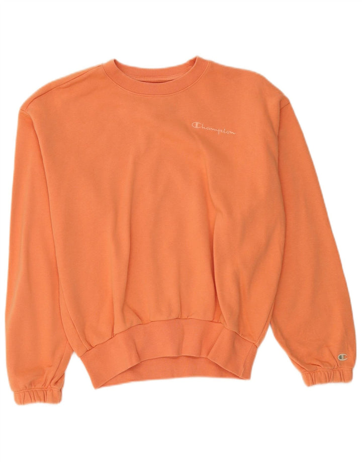Champion Womens Oversized Sweatshirt Jumper UK 10 Small Orange Bomuld