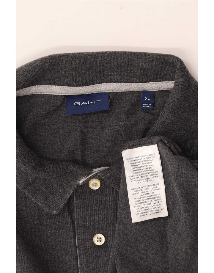Gant Langærmet Polo Shirt til mænd XL Grå Bomuld