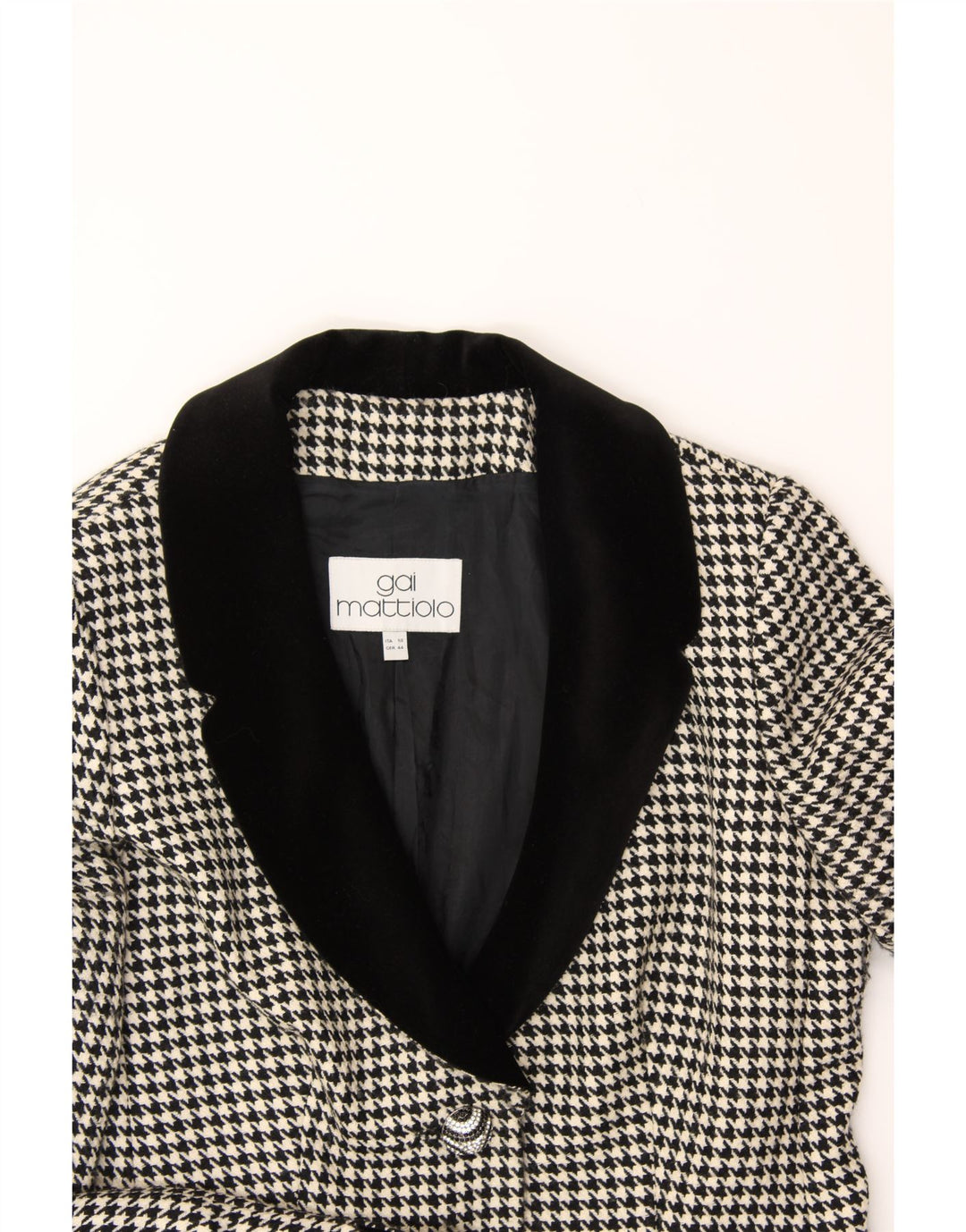 GAI MATTIOLO Womens 2 Button Blazer Jacket IT 50 XL Black Houndstooth Vintage Gai Mattiolo and Second-Hand Gai Mattiolo from Messina Hembry 
