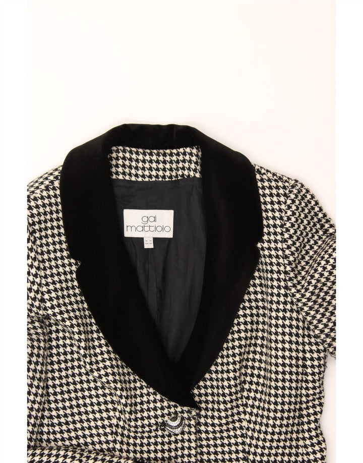 GAI MATTIOLO Womens 2 Button Blazer Jacket IT 50 XL Black Houndstooth Vintage Gai Mattiolo and Second-Hand Gai Mattiolo from Messina Hembry 
