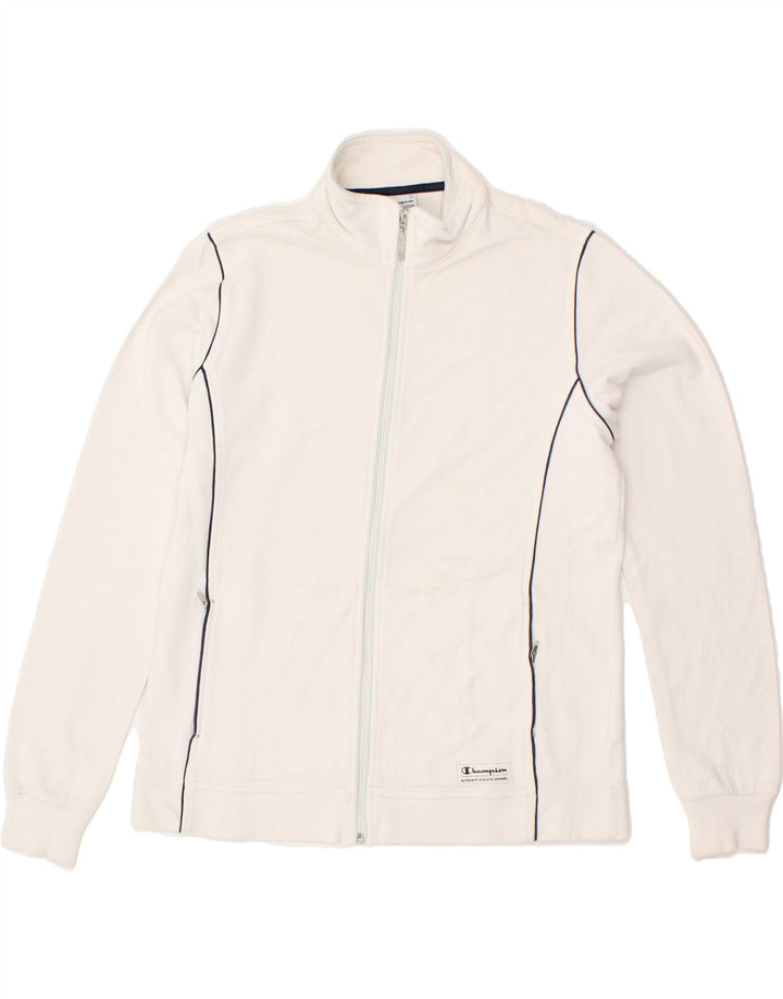 CHAMPION Womens Tracksuit Top Jacket UK 14 Medium White Cotton Vintage Champion and Second-Hand Champion from Messina Hembry 