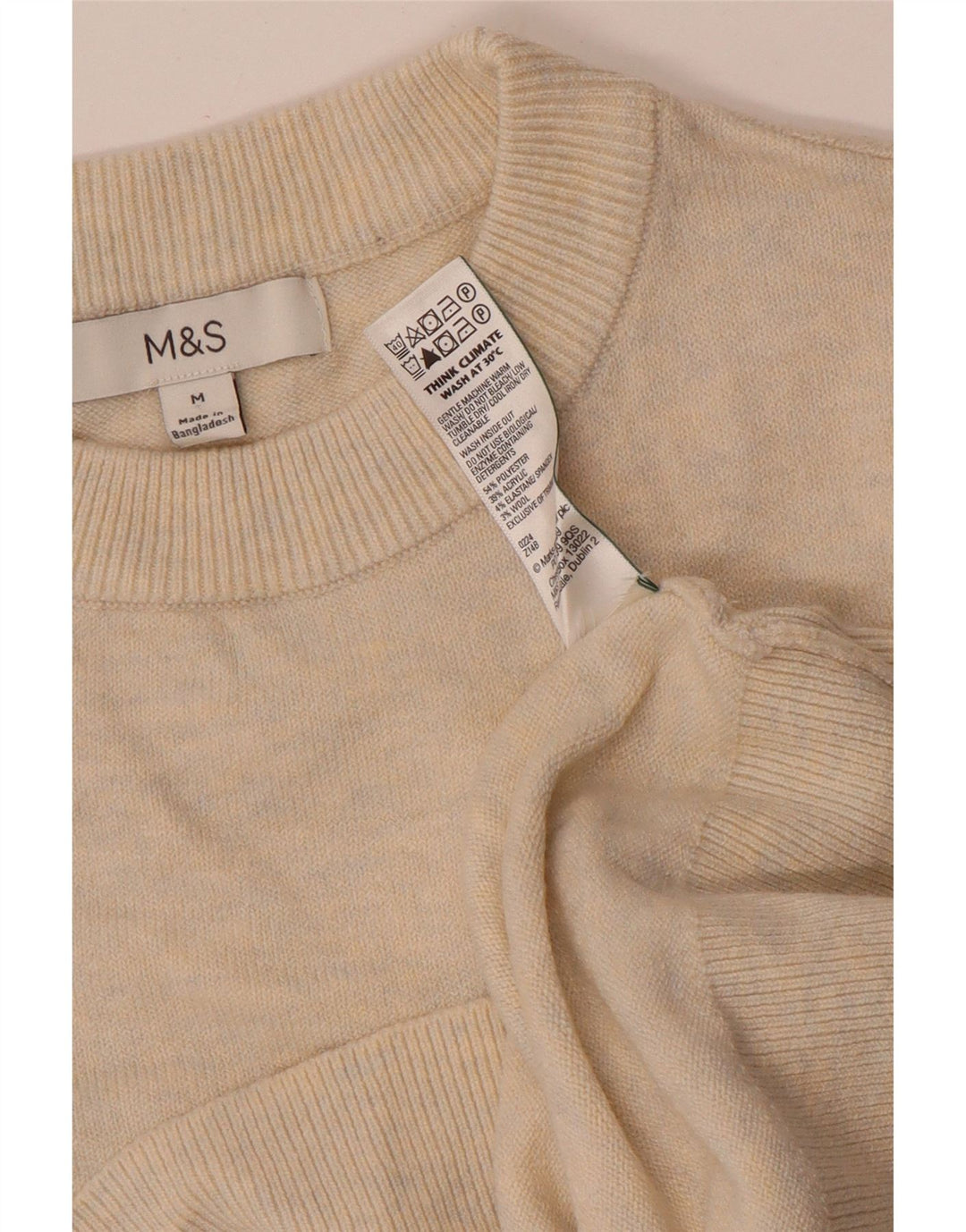 Marks & Spencer Dame sweater med rund hals DK 14 Medium Beige Flecked