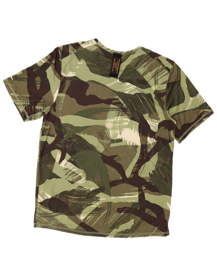 Nike Herre Dri Fit T-Shirt Top Lille Khaki Geometrisk Polyester