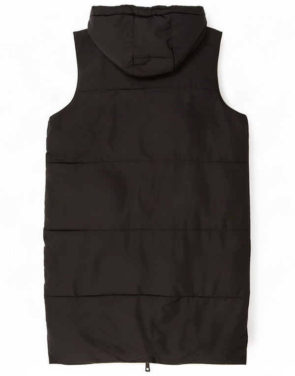 Zara Womens Longline Hooded Vendbar Polstret Gilet UK 6 XS Black