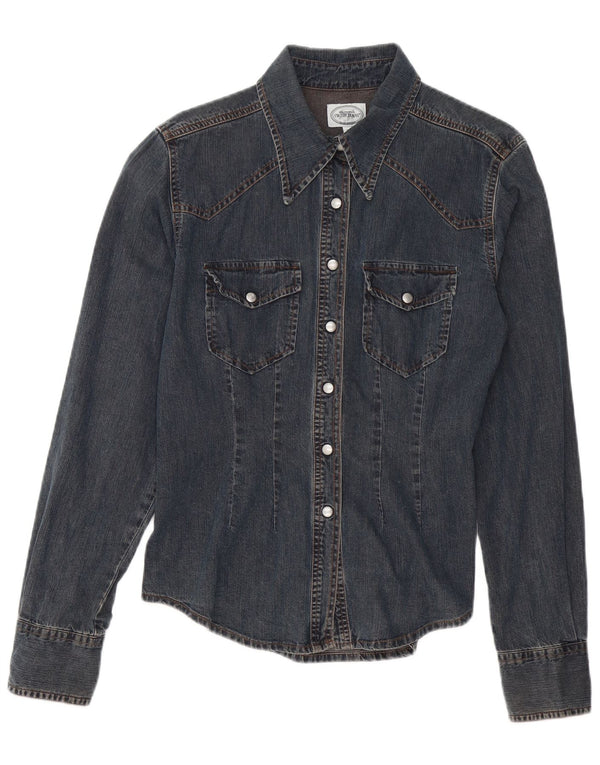 SWISH Dame Denim Shirt UK 14 Stor Marineblå Bomuld