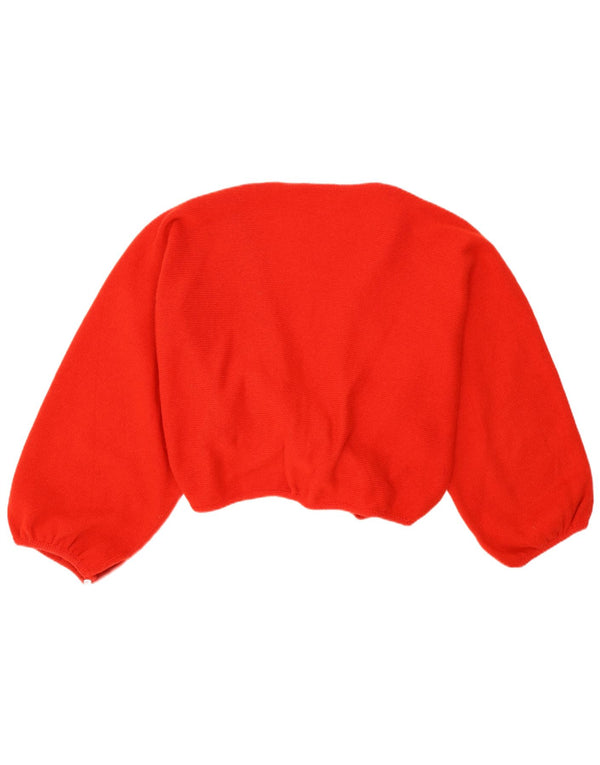 Vintage Dame Bolero Jumper UK 12 Medium Red Floral Lammeuld