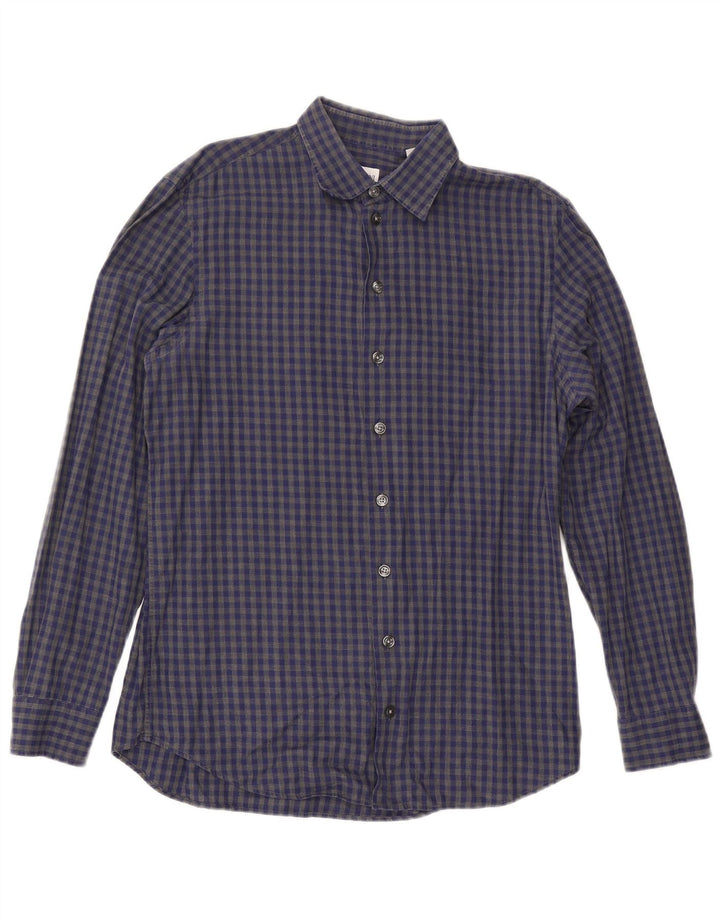 Armani Collezioni Herreskjorte Medium Blue Gingham Cotton