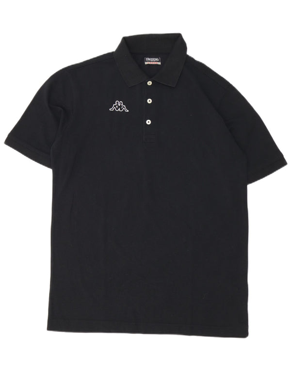 Kappa Herre grafisk poloshirt Stor sort bomuld