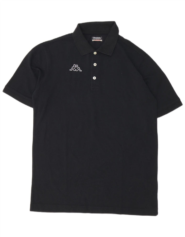 Kappa Herre grafisk poloshirt Stor sort bomuld