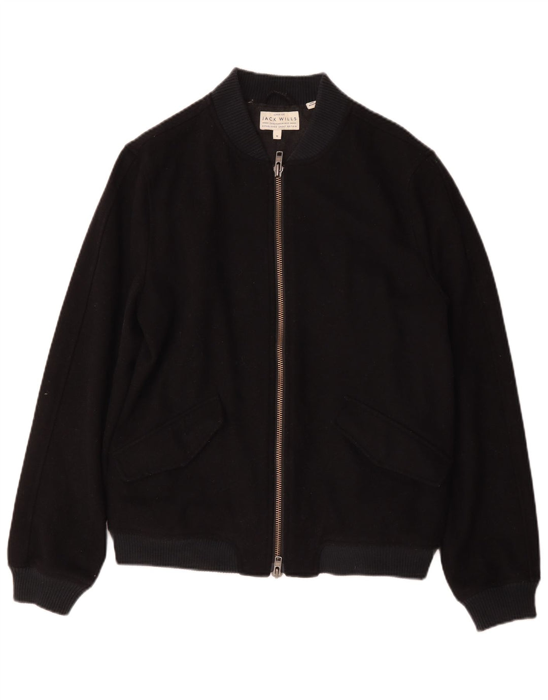 Jack Wills Herre Bomber Jacket UK 38 Medium Navy Blue Wool