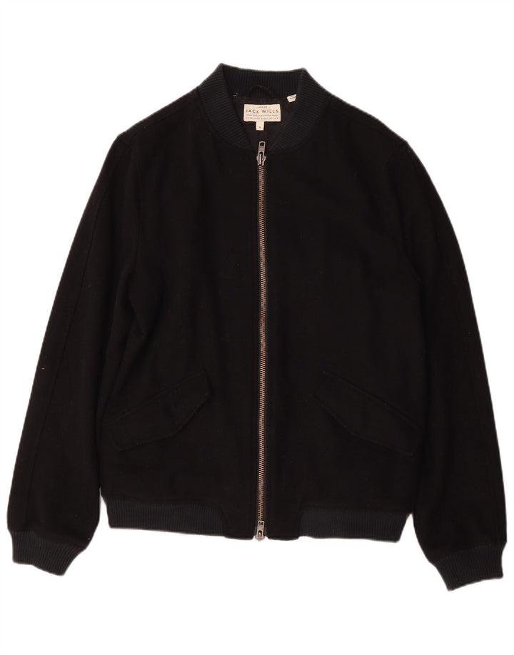 Jack Wills Herre Bomber Jacket UK 38 Medium Navy Blue Wool