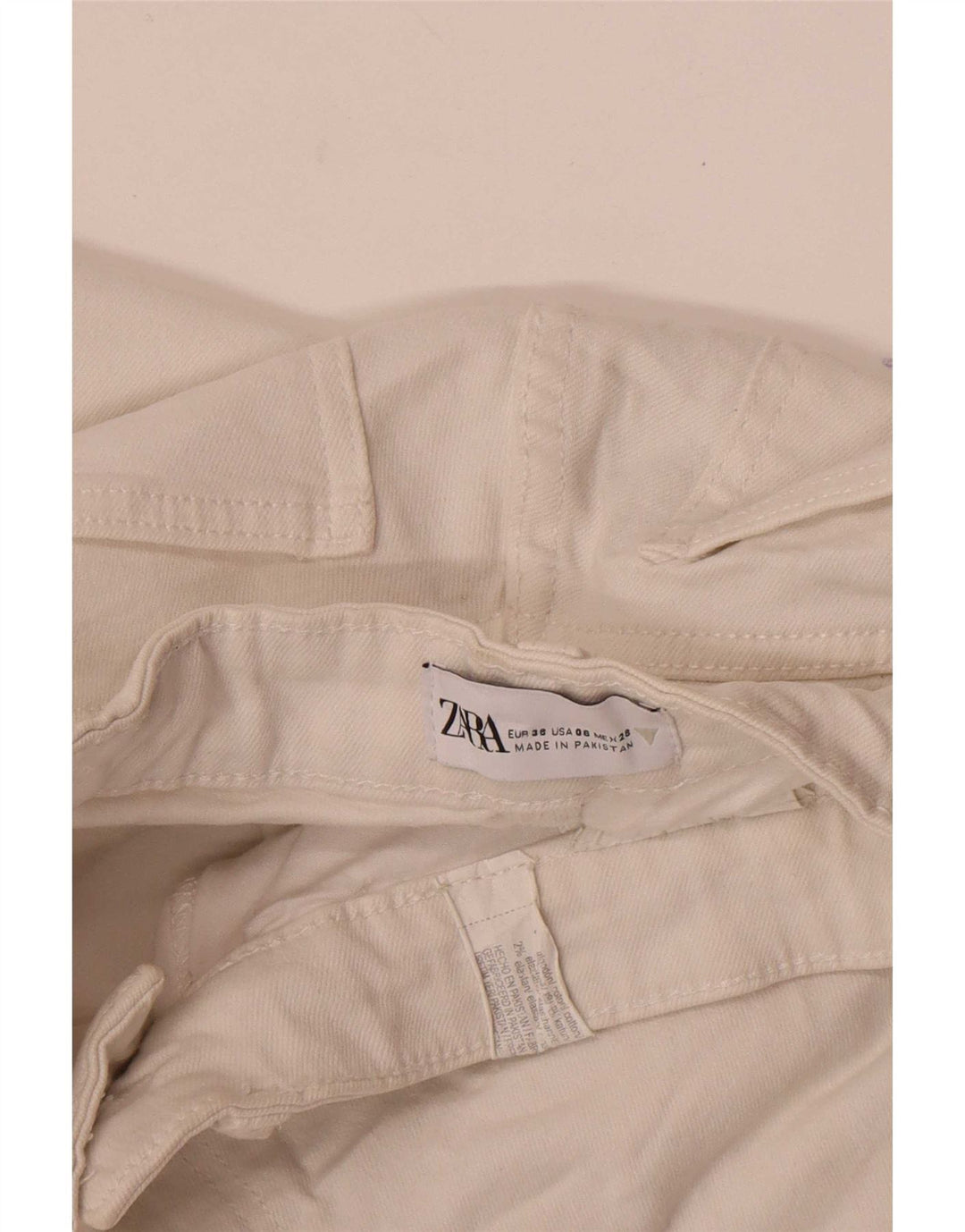 Zara Womens Crop Bootcut Jeans EU 38 Small W28 L26 White Bomuld