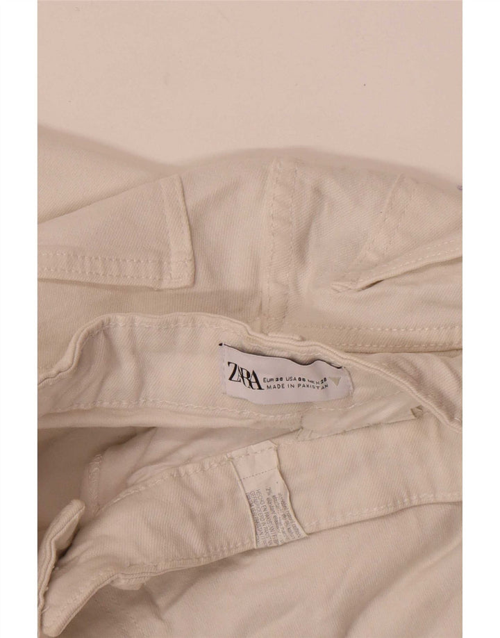 Zara Womens Crop Bootcut Jeans EU 38 Small W28 L26 White Bomuld