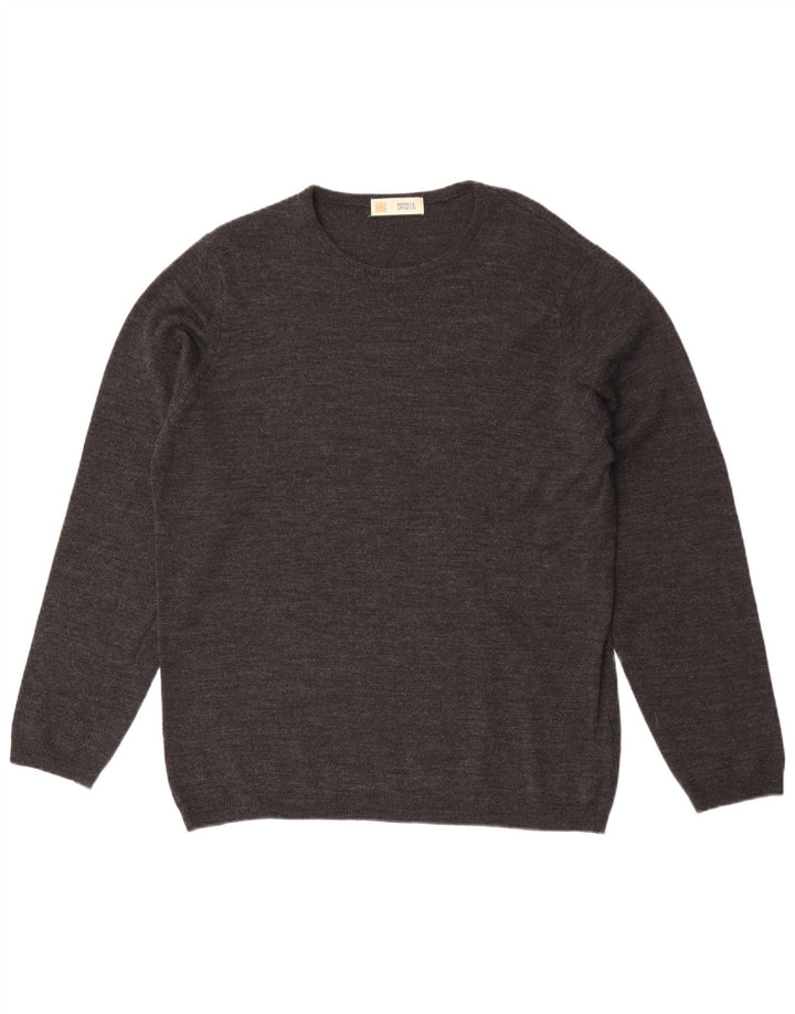 Marks & Spencer Herre sweater med rund hals, mellemgrå akryl