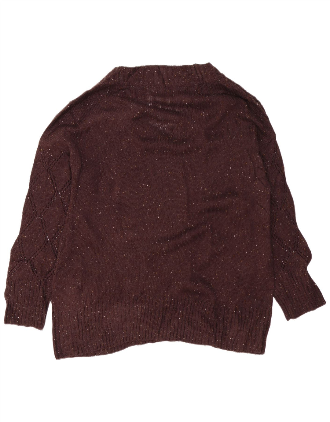 LEE Dame Oversized V-hals sweater UK 20 2XL Brun Flecked Uld