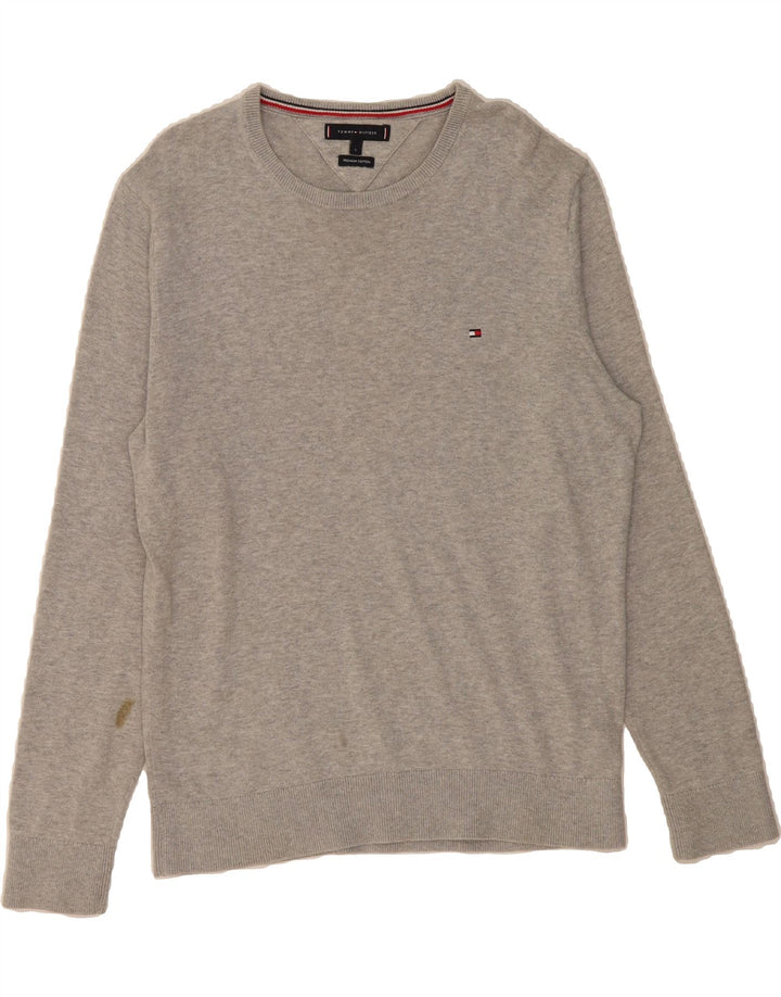 TOMMY HILFIGER Mens Crew Neck Jumper Sweater Large Grey Cotton Vintage Tommy Hilfiger and Second-Hand Tommy Hilfiger from Messina Hembry 