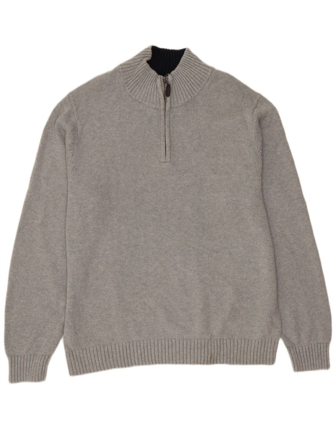 L.L.BEAN Herre sweater med lynlåshals, stor grå bomuld