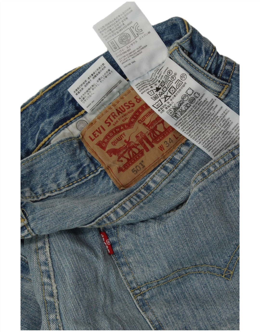 LEVI'S Herre 501 Straight Jeans W34 L30 Blå Bomuld