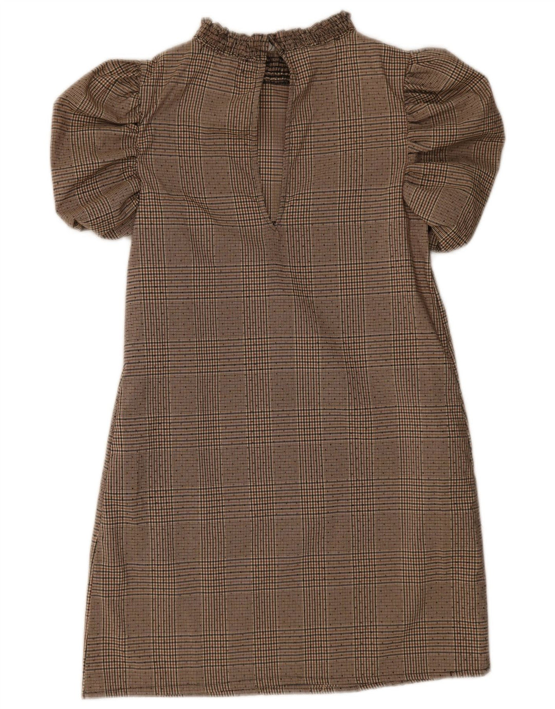 Zara Womens Basic Dress UK 6 XS Beige Houndstooth