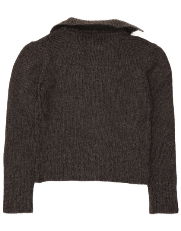 Max & Co. Dame Crop Polo Neck Jumper Sweater UK 14 Large Grey Virgin Wool