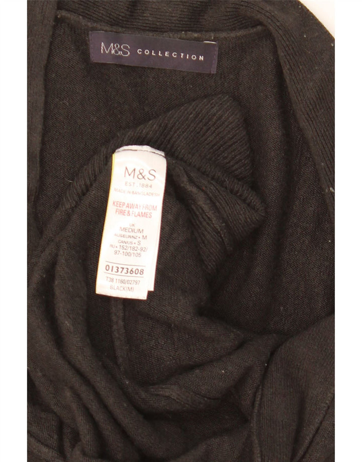 Marks & Spencer Womens Open Cardigan Sweater UK 14 Medium Black Acryl