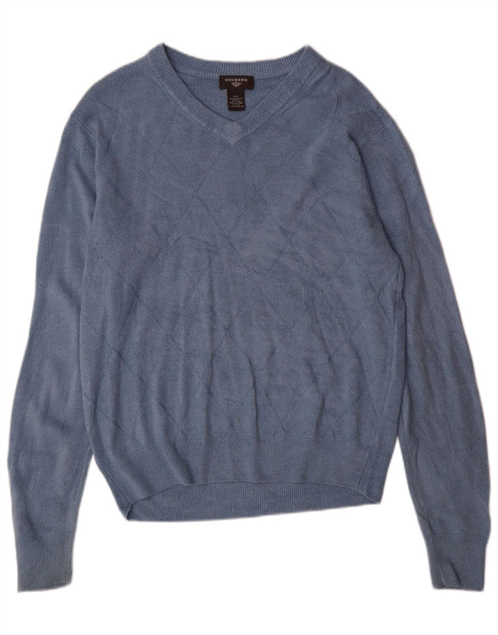 Dockers Herre V-hals sweater Small Blue Argyle/Diamond Acryl