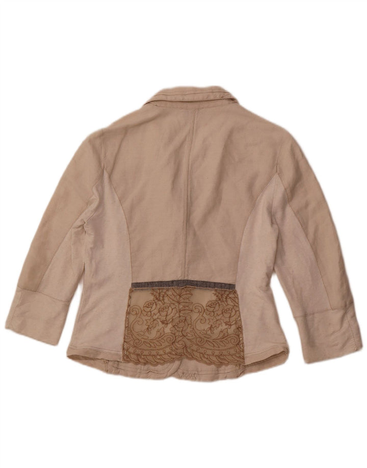 ELISA CAVALETTI Dame 3/4-ærmet blazerjakke UK 14 Large Beige